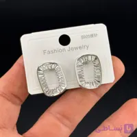 گوشواره جواهری مستطیلی نگین باگت