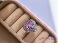 انگشتر نگین قلبی صورتی استیل
