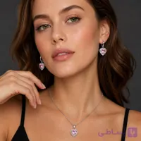نیم ست زنانه طرح قلب صورتی درخشان