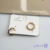 گوشواره طلایی حلقه‌ای ژوپینگ طرح بامبو