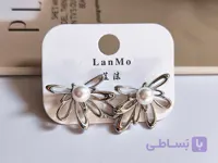 گوشواره گل مرواریدی آبکاری نقره