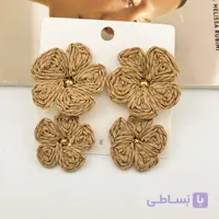 گوشواره گل کنفی قهوه ای