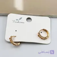 گوشواره حلقه‌ای طلایی ژوپینگ باریک با جزئیات طلایی