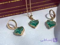 نیم ست قلبی رنگ سبز