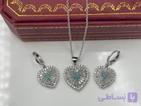 نیم ست گردنبند و گوشواره طرح قلب آبی