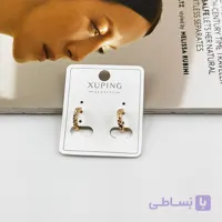 گوشواره نقره‌ای با بافت براق
