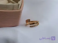 انگشتر ژوپینگ طلایی سه لاین نگین‌دار