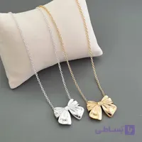 گردنبند استیل طرح پاپیون طلایی و نقره‌ای