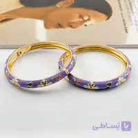 دستبند میناکاری آبی با گل سفید