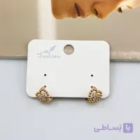 گوشواره قلبی طلایی ژوپینگ با نگین مرکزی