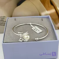 دستبند مروارید و پاپیون نقره‌ای