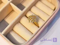 انگشتر گل نگینی زنانه طلایی