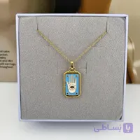 گردنبند طلایی با طرح دست و چشم