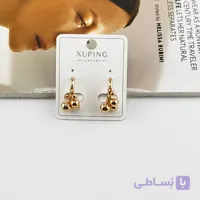 گوشواره حلقه‌ای با آویز توپک‌های طلایی