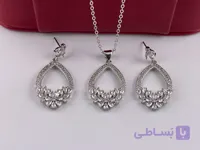 نیم ست طرح جواهر مجلسی نقره ای