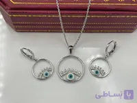 نیم ست گوشواره و گردنبند استیل