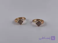 گوشواره ژوپینگ طلایی طرح گل نگین دار