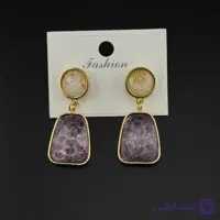 گوشواره با سنگ رزینی بنفش