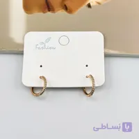 گوشواره ژوپینگ حلقه‌ای طلایی نگین‌دار