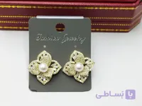 گوشواره زنانه مدل گل مرواریدی
