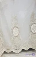 تور گلدوزی سلطنتی گل مخمل مروارید دوزی بومونتی کد chu371