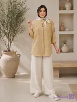 تونیک شانتون سه دکمه رنگ خردلی