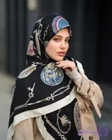 روسری نخی قواره بزرگ سیا اسکارف طرح‌ دار- ایستایی عالی، نرم و سبک - گیلا گالری
