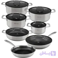 سرویس قابلمه و تابه استیل 13 پارچه ام جی اس مدل کف لیزری CWS3111