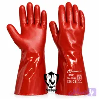 دستکش ضد اسید ژینگ ژو PVC قرمز ساق بلند اکتی فرش