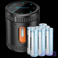 شارژر هوشمند و باکس نگهداری باتری پاورولوژی Powerology Neon Smart Battery Charging Case همراه با 8 باتری قلمی