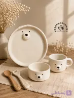ست سرامیکی ظروف بچگانه با طراحی خرس