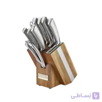 ست چاقوی استیل ۱۰ پارچه عرشیا با استند چوبی مدل KS272-3942