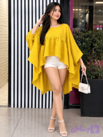 شومیز خفاشی چین‌دار خردلی
