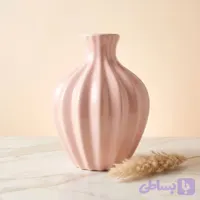 گلدان سرامیکی شیاردار صورتی