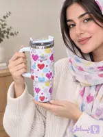 تراول ماگ استنلی طرح قلب رنگی 1300میل