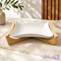 سالادخوری چینی مستطیلی پایه بامبو برند ریور