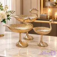 شکلات‌خوری آلومینیومی طرح قو طلایی 3 عددی در سه سایز