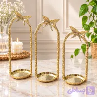 جاشمعی آلومینیومی طرح پروانه طلایی 3تایی در سه سایز