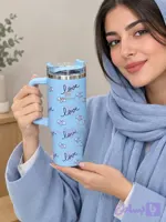 تراول ماگ استنلی آبی طرح قلب 1300میل