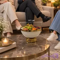 میوه خوری فلزی لبه و پایه طلایی ابکاری