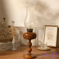 آباژور پایه چوب خراطی طرح فانوس