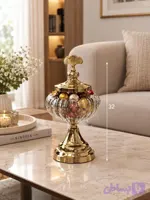 شکلات خوری بلوری پایه و درب برنجی