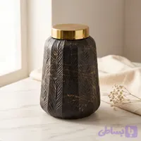 گلدان بلوری مشکی لبه طلایی تراش دار