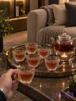 چایخوری بلوری طرح گل