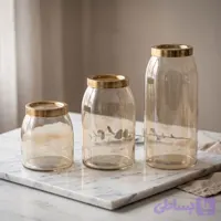 گلدان شیشه ای شامپاینی سه سایزی