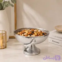 آجیل خوری آلومینیومی نقره ای طرح چکشی