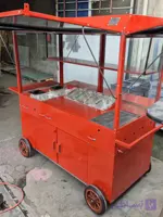 چرخ سیار فر ساندویچی قرمز صنعتی خیابانی سفارشی