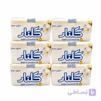 صابون حمام گلنار وزن ۱۳۰ گرم مدل سفید پک ۶ عددی