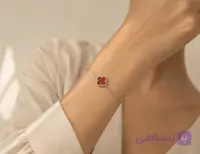 دستبند نقره ونکلیف تک گل قرمز