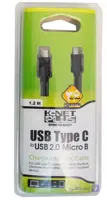 کابل شارژ تایپ سی به میکرو کی نت پلاس 1.2 متری KP-B10